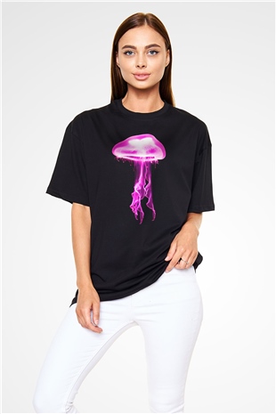 Deniz canlıları Siyah Oversize Tişört Oversize T-shirt - TişörtFabrikası