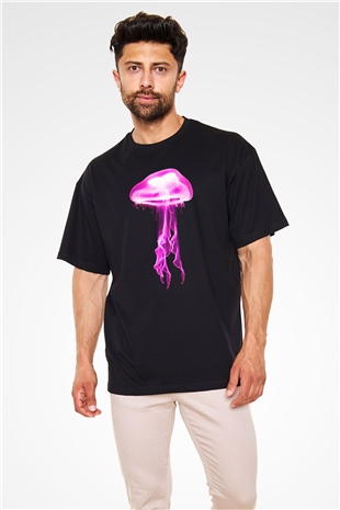 Deniz canlıları Siyah Oversize Tişört Oversize T-shirt - TişörtFabrikası
