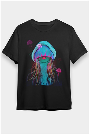 Deniz canlıları Siyah Unisex Tişört T-Shirt - TişörtFabrikası