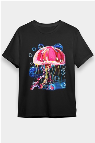 Deniz canlıları Siyah Unisex Tişört T-Shirt - TişörtFabrikası