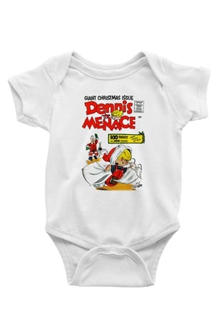 Dennis the Menace Baskılı Beyaz Unisex Bebek Body - Zıbın