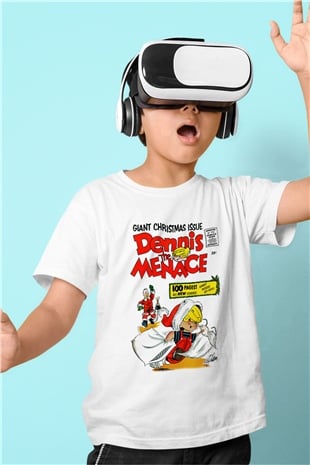 Dennis the Menace Baskılı Beyaz Unisex Çocuk Tişört