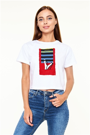 Dennis the Menace Beyaz  Crop Top Tişört