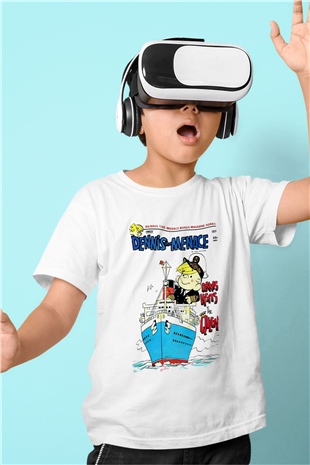 Dennis the Menace Beyaz Unisex Çocuk Tişört