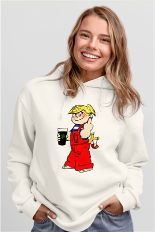 Dennis the Menace Beyaz Unisex Hoodie