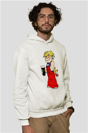 Dennis the Menace Beyaz Unisex Hoodie