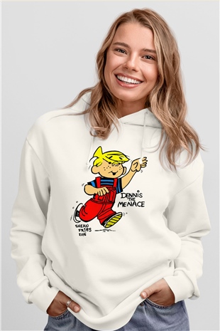 Dennis the Menace Beyaz Unisex Hoodie