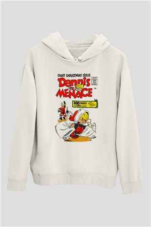 Dennis the Menace Beyaz Unisex Kapşonlu Sweatshirt