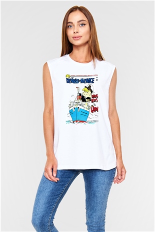 Dennis the Menace Beyaz Unisex Kolsuz Tişört
