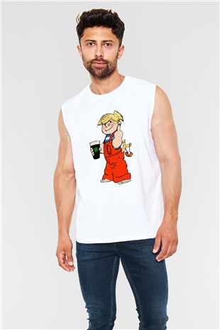 Dennis the Menace Beyaz Unisex Kolsuz Tişört
