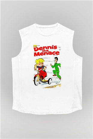 Dennis the Menace Beyaz Unisex Kolsuz Tişört