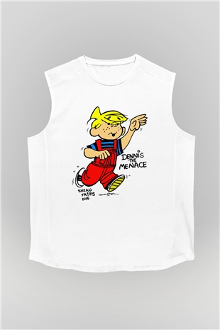 Dennis the Menace Beyaz Unisex Kolsuz Tişört