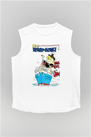Dennis the Menace Beyaz Unisex Kolsuz Tişört