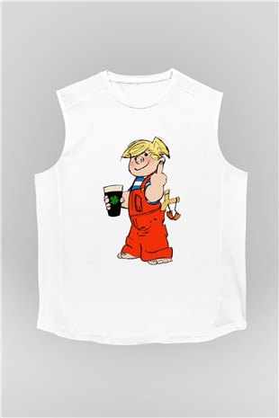 Dennis the Menace Beyaz Unisex Kolsuz Tişört