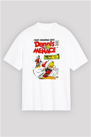 Dennis the Menace Beyaz Unisex Oversize Tişört