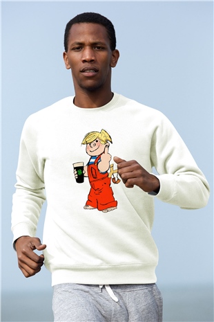 Dennis the Menace Beyaz Unisex Sweatshirt