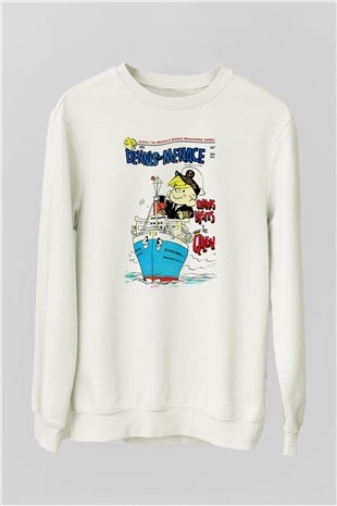 Dennis the Menace Beyaz Unisex Sweatshirt