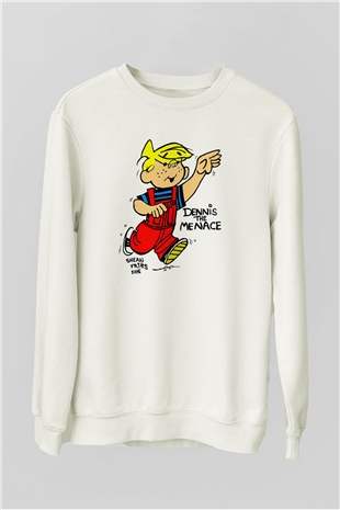 Dennis the Menace Beyaz Unisex Sweatshirt