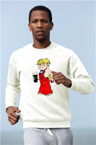 Dennis the Menace Beyaz Unisex Sweatshirt