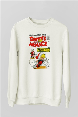 Dennis the Menace Beyaz Unisex Sweatshirt