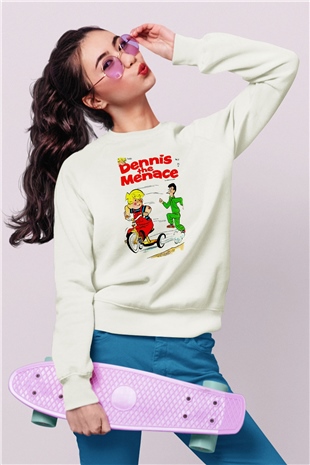 Dennis the Menace Beyaz Unisex Sweatshirt