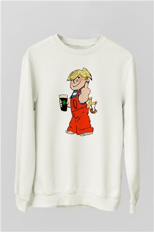 Dennis the Menace Beyaz Unisex Sweatshirt