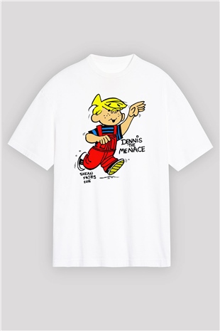 Dennis the Menace Beyaz Oversize Tişört Oversize T-shirt