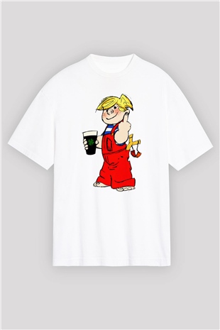 Dennis the Menace Beyaz Oversize Tişört Oversize T-shirt