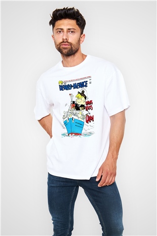 Dennis the Menace Beyaz Oversize Tişört Oversize T-shirt