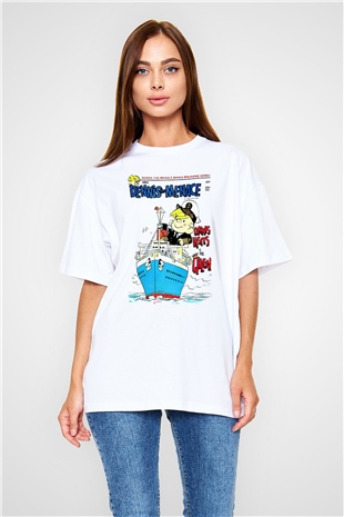 Dennis the Menace Beyaz Oversize Tişört Oversize T-shirt