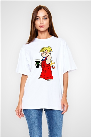 Dennis the Menace Beyaz Oversize Tişört Oversize T-shirt
