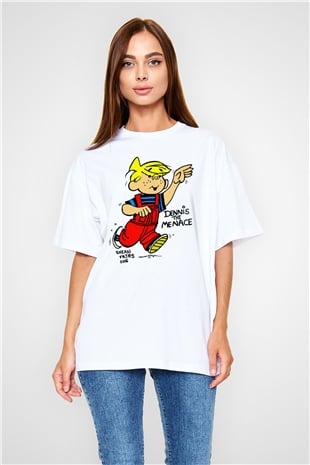 Dennis the Menace Beyaz Oversize Tişört Oversize T-shirt