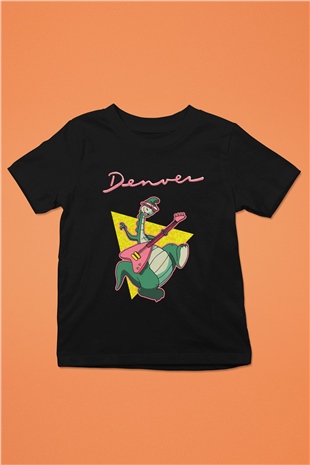 Denver, the Last Dinosaur Baskılı Siyah Unisex Çocuk Tişört
