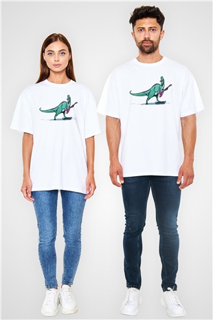 Denver, the Last Dinosaur Beyaz Unisex Oversize Tişört
