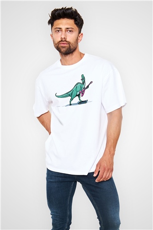 Denver, the Last Dinosaur Beyaz Unisex Oversize Tişört