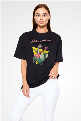 Denver, the Last Dinosaur Siyah Unisex Oversize Tişört