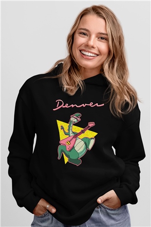 Denver, the Last Dinosaur Siyah Unisex Kapüşonlu Sweatshirt