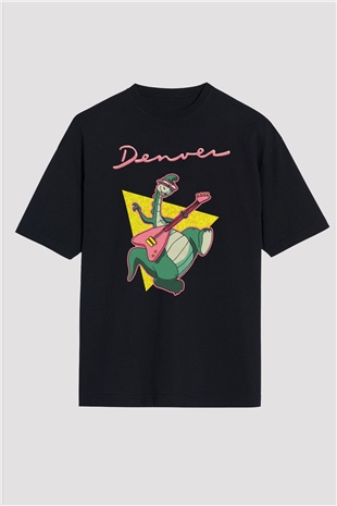 Denver, the Last Dinosaur Siyah Unisex Oversize Tişört