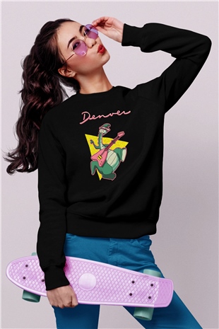 Denver, the Last Dinosaur Siyah Unisex Sweatshirt