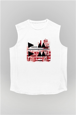 Depeche Mode Baskılı Unisex Beyaz Kolsuz Tişört
