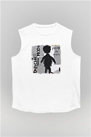 Depeche Mode Baskılı Unisex Beyaz Kolsuz Tişört