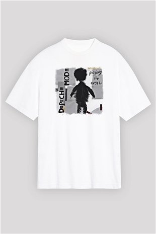 Depeche Mode Baskılı Unisex Beyaz Oversize Tişört