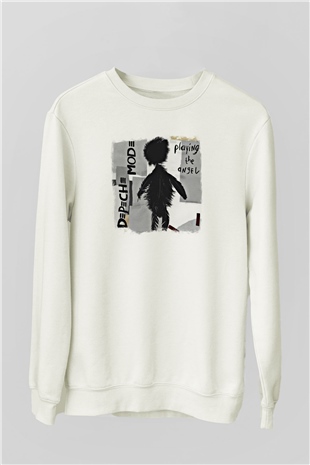 Depeche Mode Baskılı Unisex Beyaz Sweatshirt