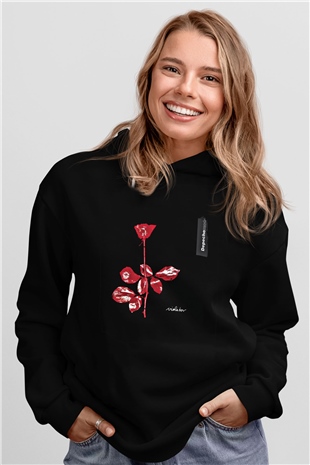 Depeche Mode Baskılı Unisex Siyah Hoodie