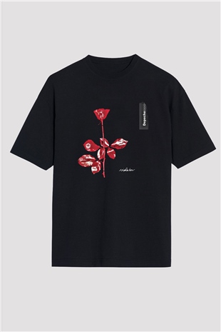 Depeche Mode Baskılı Unisex Siyah Oversize Tişört