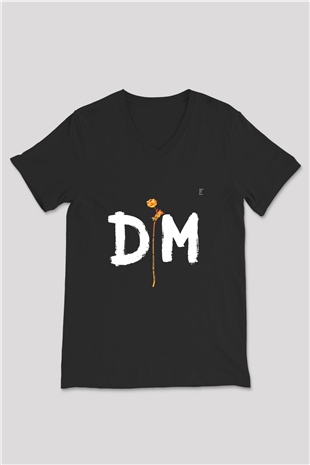 Depeche Mode Baskılı Unisex Siyah V Yaka Tişört