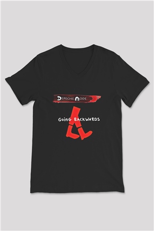 Depeche Mode Baskılı Unisex Siyah V Yaka Tişört