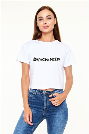 Depeche Mode Beyaz Croptop Tişört