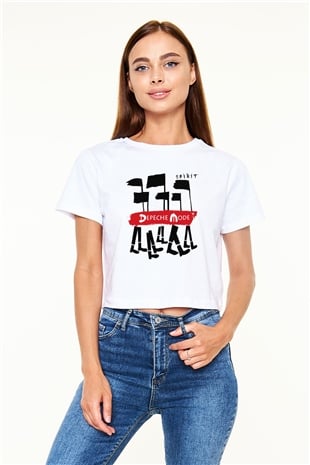 Depeche Mode Beyaz Croptop Tişört
