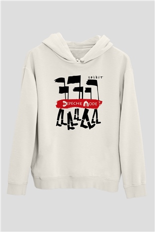 Depeche Mode Beyaz Unisex Kapşonlu Sweatshirt